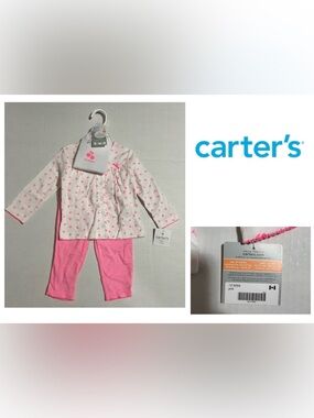 🆕CARTER’S - 12M - NWT - INFANT GIRLS 3PC PINK CHERRY SET